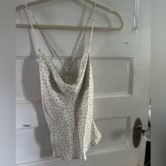 NWT Anthropologie White Tank with Black Polka Dots - Picture 3 of 7